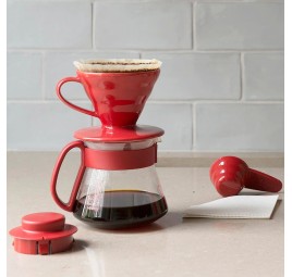 Hario V60 Set de filtration en céramique, rouge (taille 01)