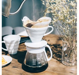 Hario V60 Set de filtration en céramique, blanc (taille 02)
