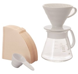 Hario V60 Set de filtration en céramique, blanc (taille 02)